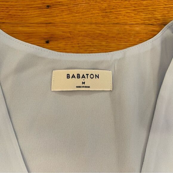 Aritzia Babaton Glimmer Light Blue Mini Wrap Dress NWT. - Picture 3 of 3